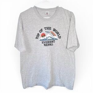 Shangri La Men’s Mount Everest Nepal T-Shirt Tee Size Large Embroidered Travel